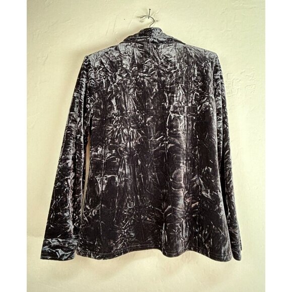 Be Fun Women's Open Front Velvet Blazer Jacket Collared Long Sleeve Black France - Picture 2 of 7